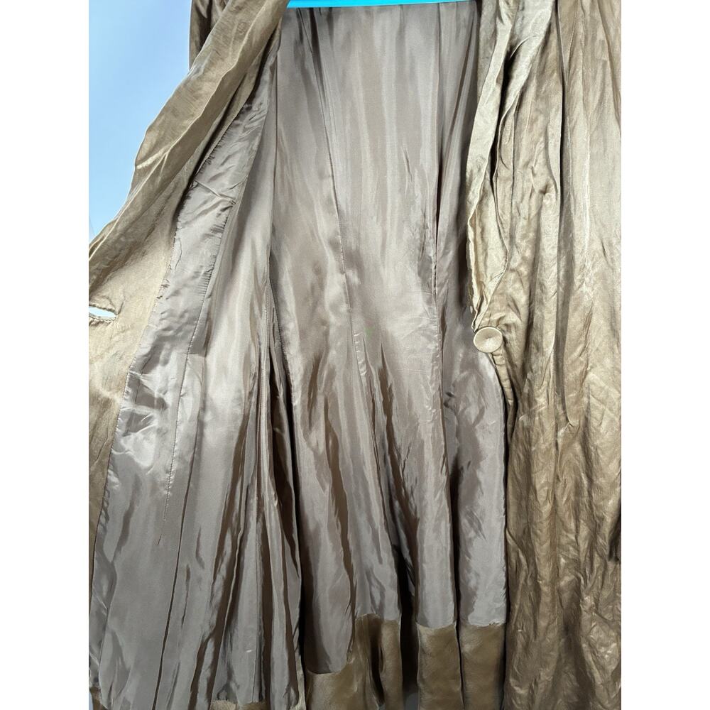 Eileen Fisher Womens L Bronze Metallic Cotton Blend Duster Coat Quiet Luxury - Picture 4 of 8